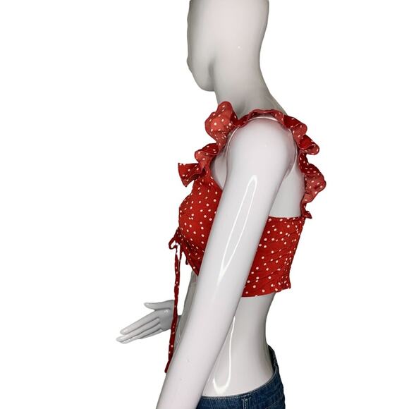 Shein Polka Dot Crop Top Red and White Sleeveless Size S Elastic o… - Picture 4 of 7